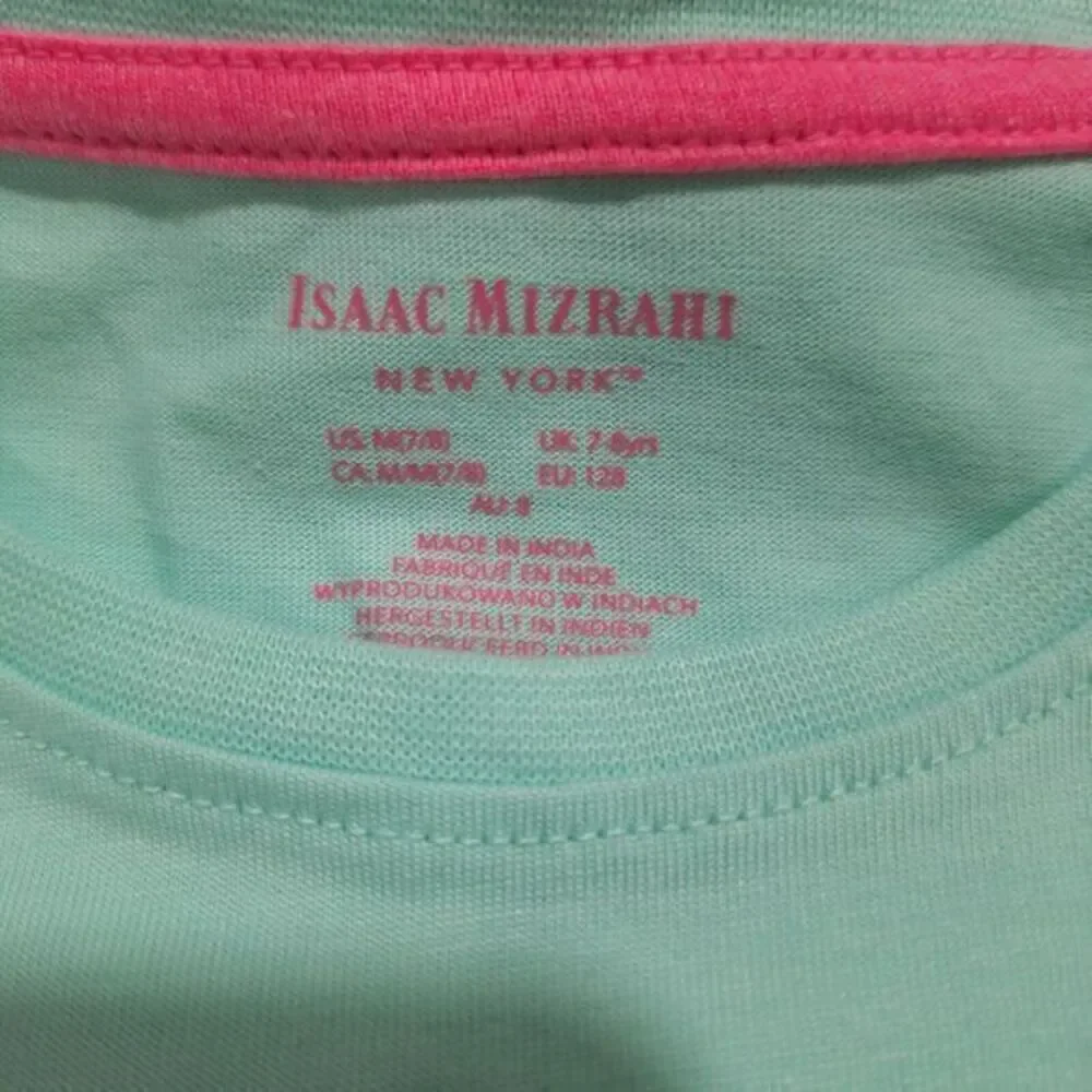 New 3 piece set of blouse and shorts‎ for girl pink/Green size 7/8